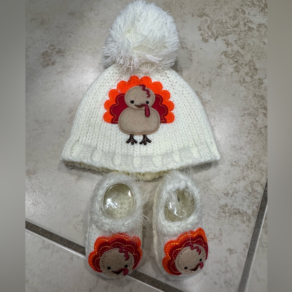 Cozy Cream Baby Knit Turkey Hat